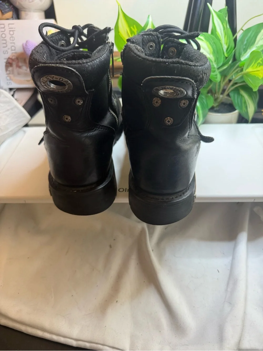 Harley-Davidson Black Leather Lace-Up & Buckle Boots
